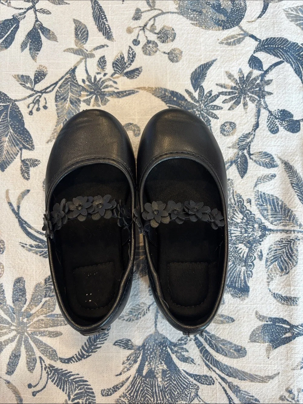 jumping beans Black Floral Strap Mary Jane Flats